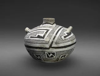 Jar with Stepped and Striped Designs