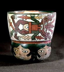 Pre-Columbian Art: Mug of Terracotta Decorated with Divinities and Faces