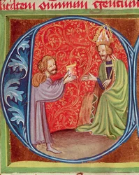 The Author Offering his Book to Charles IV of Bohemia, from Opus Ruralium Commodorum by Pietro de Crescenzi