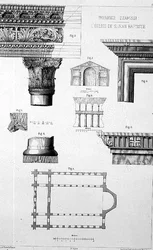 Plan and architectural details of Imbrohor Dzamissi, the Church of St. John the Baptist, from 