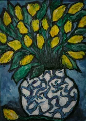 Blue Vase with Lemons