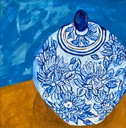 Elegant Blue Floral Jar