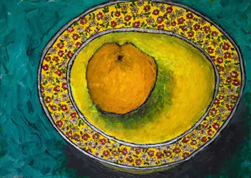 Orange in Floral Bowl