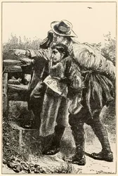 Evangelist points the way (from The Pilgrims Progress by John Bunyan, illustration by Thomas Dalziel)