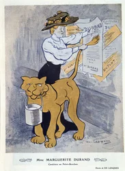 Marguerite Durand Sticking Her Election Posters - by Daniel De Losques