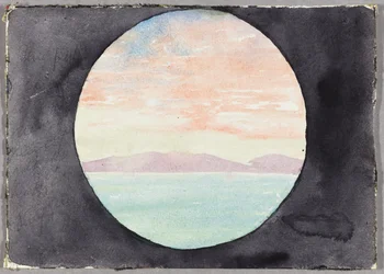 Bay of Tunis Through Porthole of Steamship Fürst Bismark, Tunisia, Travel Sketch, 1896