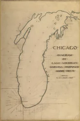 Plate 35 from Plan of Chicago 1909: Chicago, and Diagram of Lake Michigan. Proposed Roadway