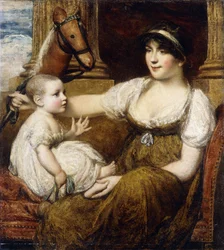 A Mother Holding a Hobbyhorse, Playing with her Child