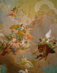 Hermes Guiding Diana, Goddess of the Hunt, onto the Olymp Where Zeus Has Vacated His Throne for Her