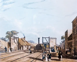 Liverpool and Manchester Railway: Taking water at Parkside, 1831
