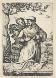 Soldier Embracing a Woman