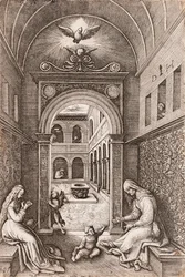 Virgin Mary, Infant Jesus and St. Anne by a Portal