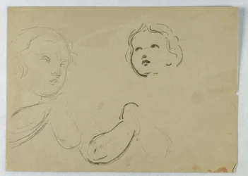 Head and Arm Studies of a Child, 1840-45