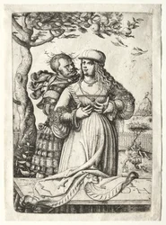 Soldier embracing a woman
