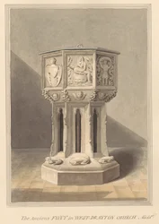 Ancient Font in West Drayton Church, Middlesex