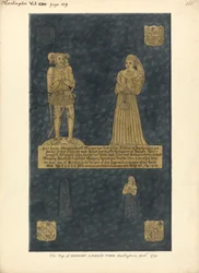 Brass Plate for Gregory Lovell and his Wife Anne, Daughter of David Bellingham, Harlington Church
