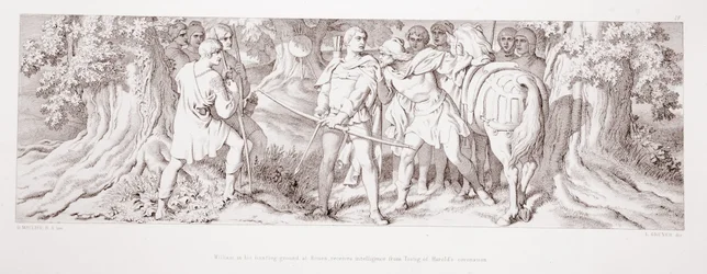 William, in his hunting ground at Rouen, receives intelligence from Tostig of Harold