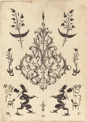 Brooch with Sprigs at Top and Griffins with Trophies at Bottom
