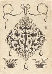 Large Pendant, Flora Standing, Holding a Fruit Garland