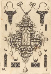 Large Pendant, Justice Standing at Centre