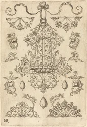 Large Pendant Surrounded by Ten Different Studs