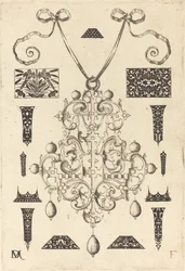 Large Pendant, Surrounded by Thirteen Studs