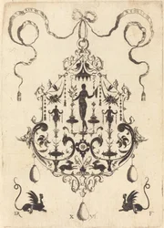 Large Pendant, Victory Flanked by Two Herms at Centre