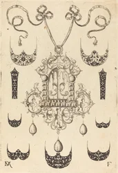 Pendant Surrounded by Seven Shields and Two Ornamental Bands