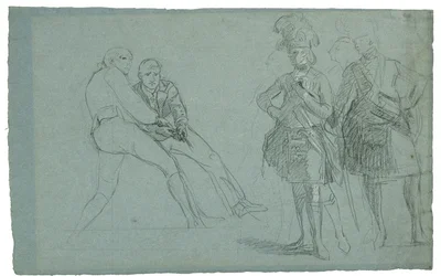 Study for The Siege of Gibraltar (Study of Lieutenant Colonel Lindsay and Figures Pulling on a Rope), c. 1786-1787