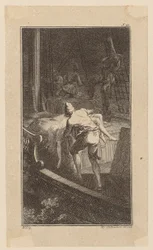 Bunkel Carries Miss Melmoth from the Flooded Cabin onto the Deck, plate 2 from "The Life, Observations and Opinions of Johann Bunkel"