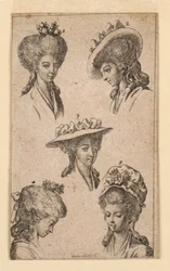 Five Headgears, as Worn by Berlin Women, Illustration for 