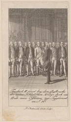 Frederick II encourages his officers to bravery with a speech at the outbreak of the First Silesian War