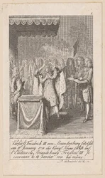 Elector Frederick III of Brandenburg Crowns Himself, Plate 1 from the Series "Older, Middle and More Recent History"