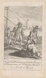 Landing of Emperor Charles V in Biscay, plate 9 of the series "Ancient, Medieval and Modern History"
