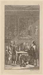 Teacher conducting experiments on a rabbit with an air pump in a room