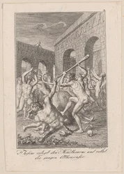 Theseus slays the Minotaur and saves the young Athenians, plate 3 for Becker