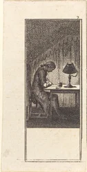 Young Man Writing by Lamplight