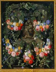Madonna in a Wreath of Flowers