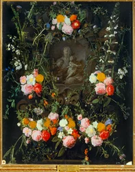 Madonna in a Wreath of Flowers
