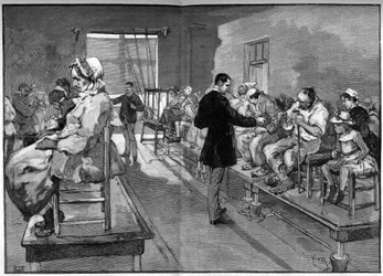 Electrotherapy of the Salpêtrière, here the electric baths and localized electrification in 1887