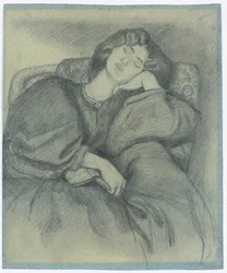 Study of Jane Morris Asleep in an Upholstered Armchair