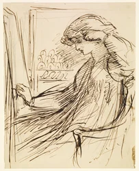 Woman Seated at an Embroidery Frame or Easel