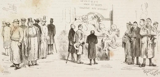 German pilgrims in Rome, engraving by Dante Paolocci and Canedi