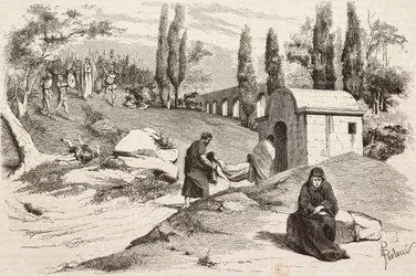 In the nefarious camp, Rome Vaincue by Alexandre Parodi, Act V, engraving by Dante Paolocci from sketches by Zandomenico