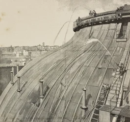 Washing cupola of Palazzo Montecitorio, Rome, Italy (engraving)