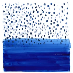Abstract Blue Rain Over Water