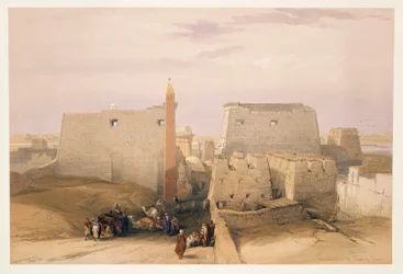 Entrance to Temple of Luxor, Engraving Based on Drawing by David Roberts