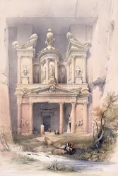 El Kasne (Treasury), Petra, March 1839