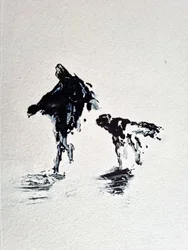 Monochrome Dog Walk