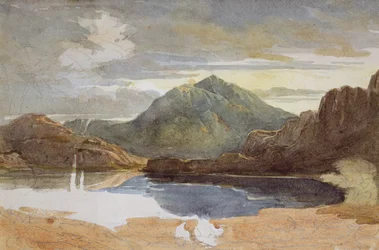 A Lake in North Wales, Snowdon in the Distance